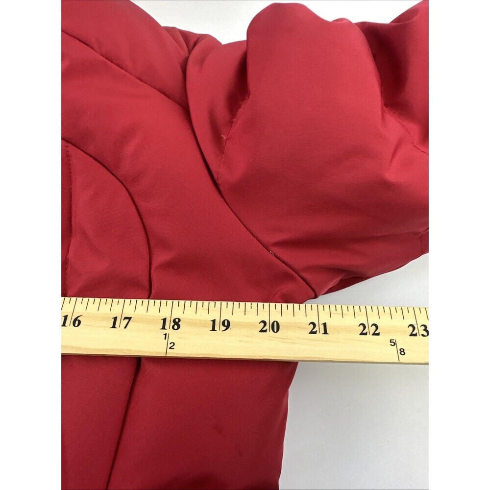 Calvin Klein Down Puffer Coat Zip Red Fleece Lined Pocket Insulated Women Medium - Picture 10 of 16